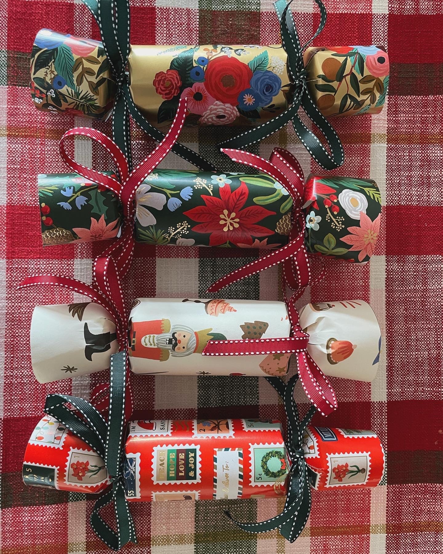 Set of 2 Traditional British Christmas Crackers - Handmade in Vermont - Santa