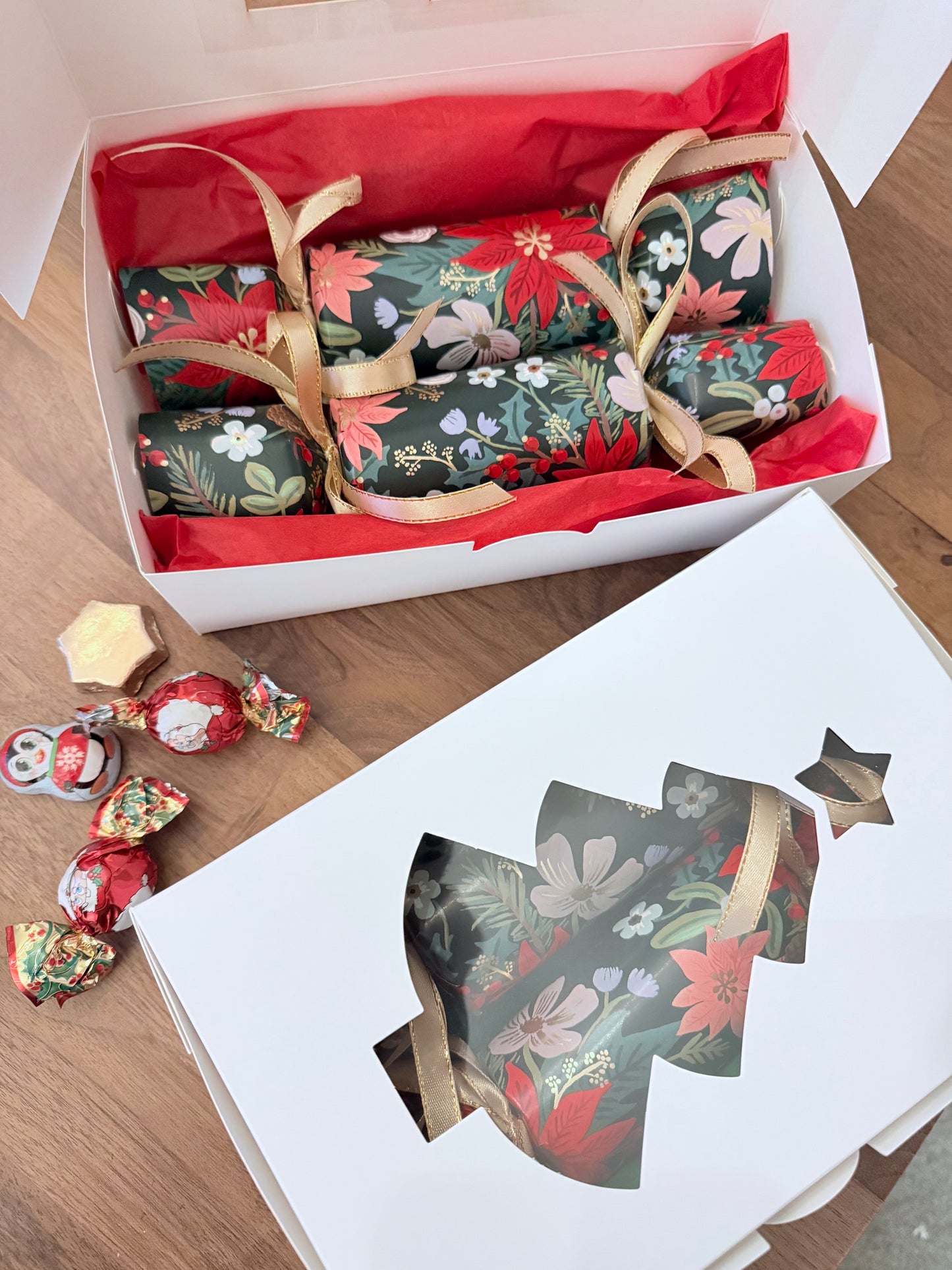 Set of 2 Traditional British Christmas Crackers - Handmade in Vermont - Santa